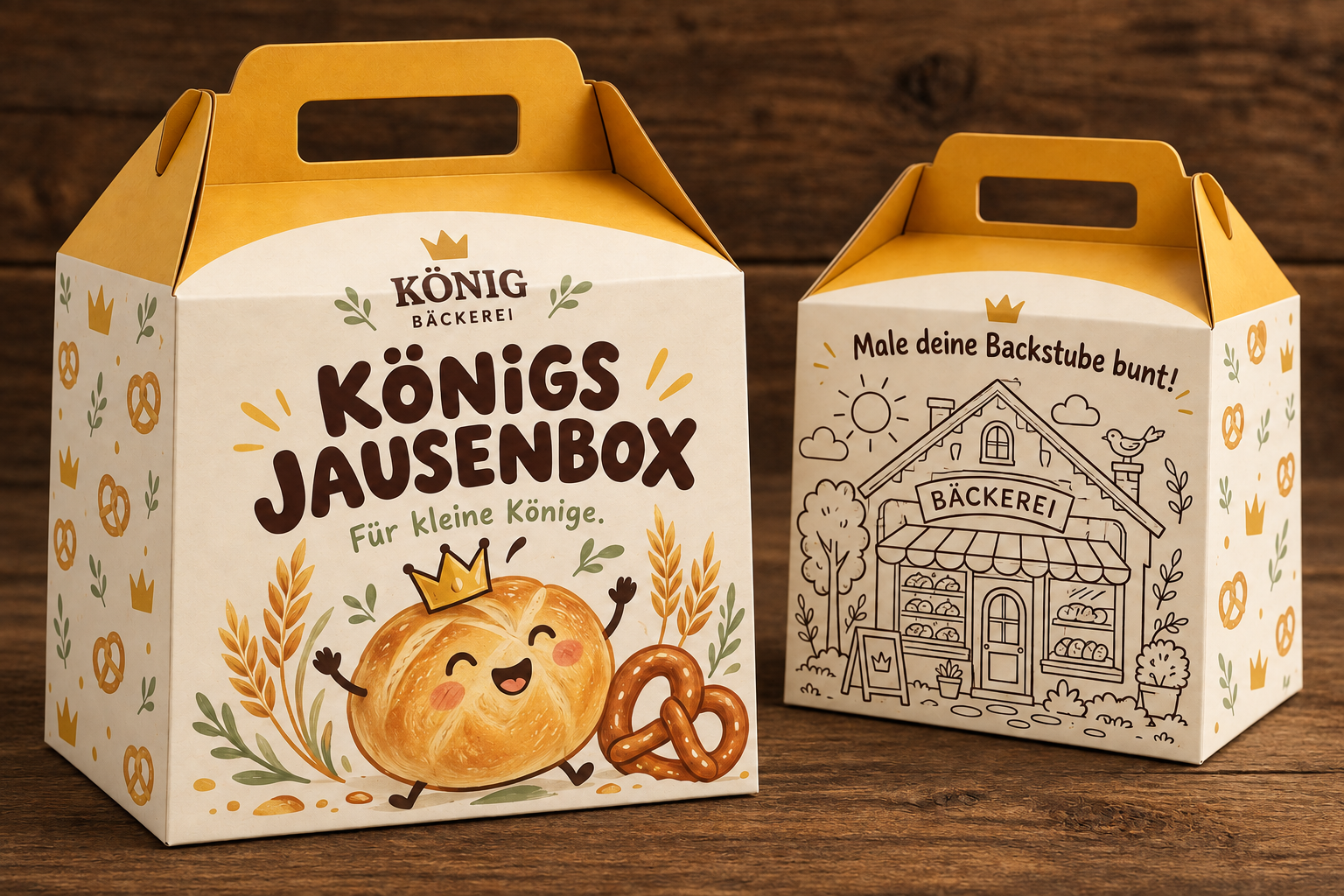 Königsjausenbox für Schulkinder mit liebevoll gestalteter Bäckerei-Verpackung